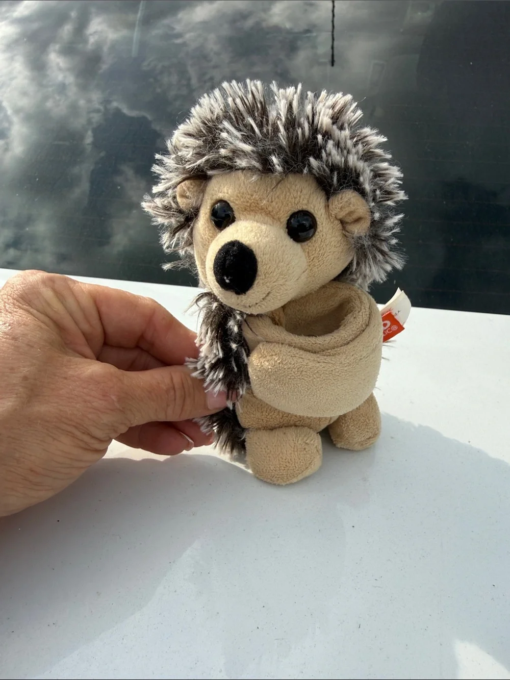Plush Hedgehog Small Pet Toy - Beige with Brown Spines